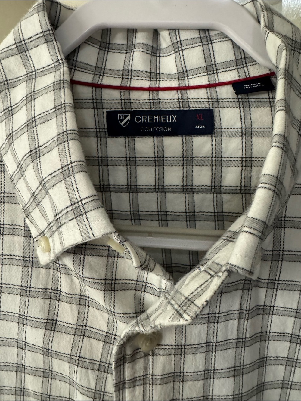 Daniel Cremieux Cream and Gray Plaid Button-Down Shirt